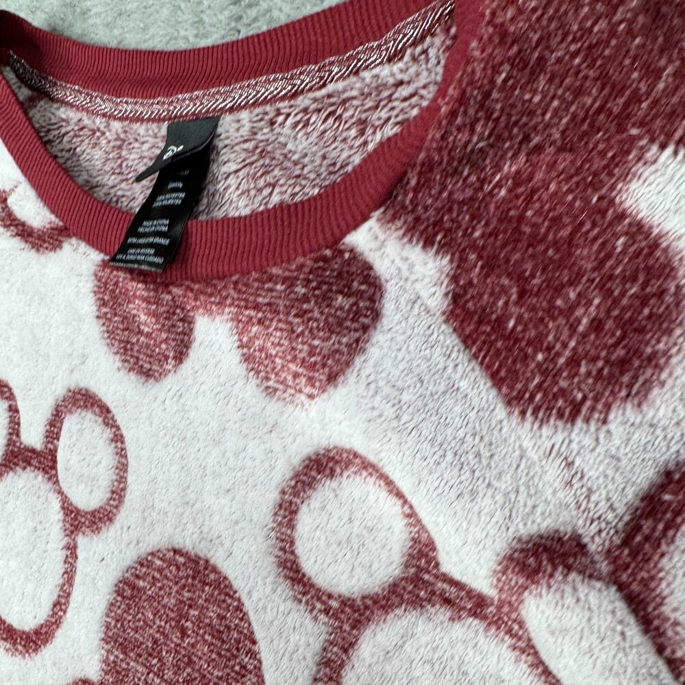 Disney Plush Sweater Sleepwear Mickey Mouse AOP Velvet Red Womens XL Pullover - Picture 3 of 7